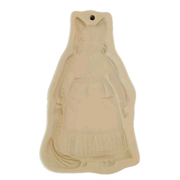 Brown Bag Cookie Art Mold Cat Girl Wearing Apron Giant Stamp Ceramic Vtg 1992 - Picture 1 of 13